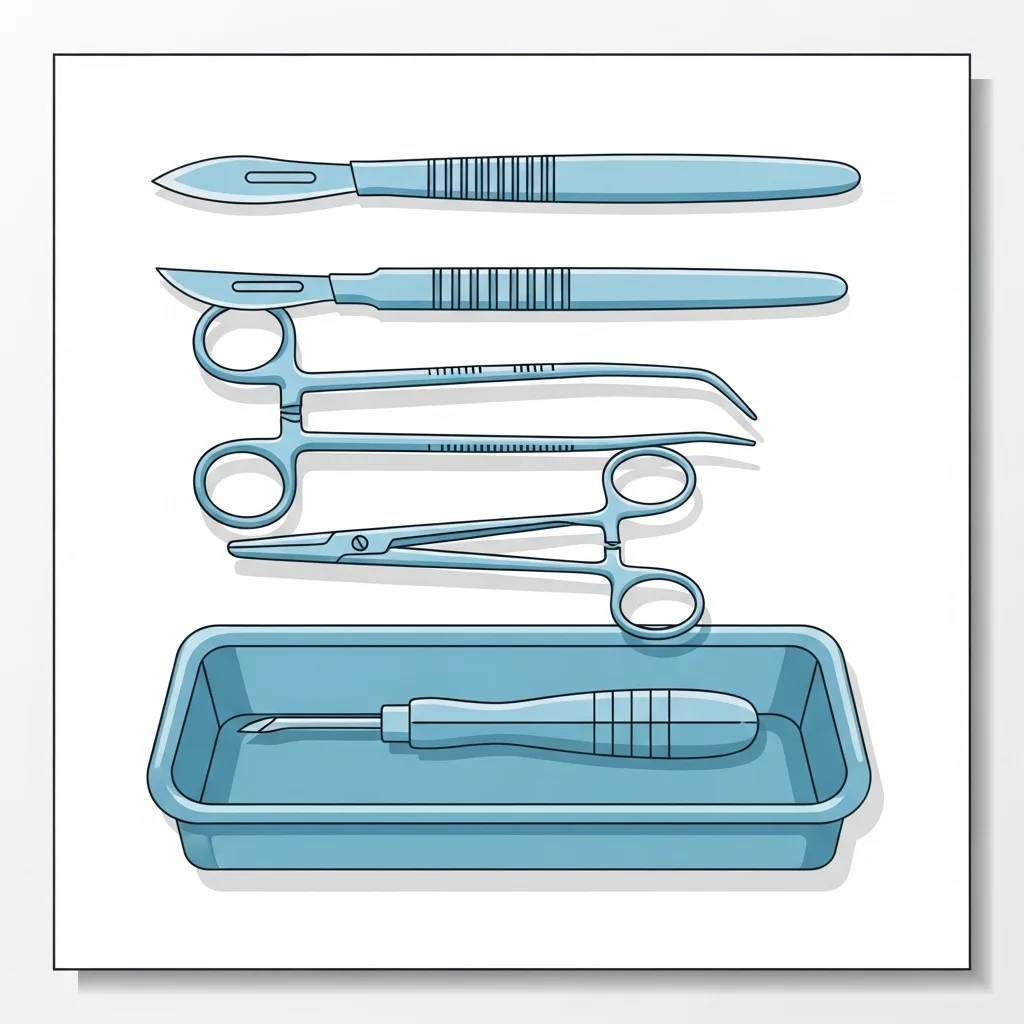 Surgical instrument icon displaying medical tools in a clean flat illustration style