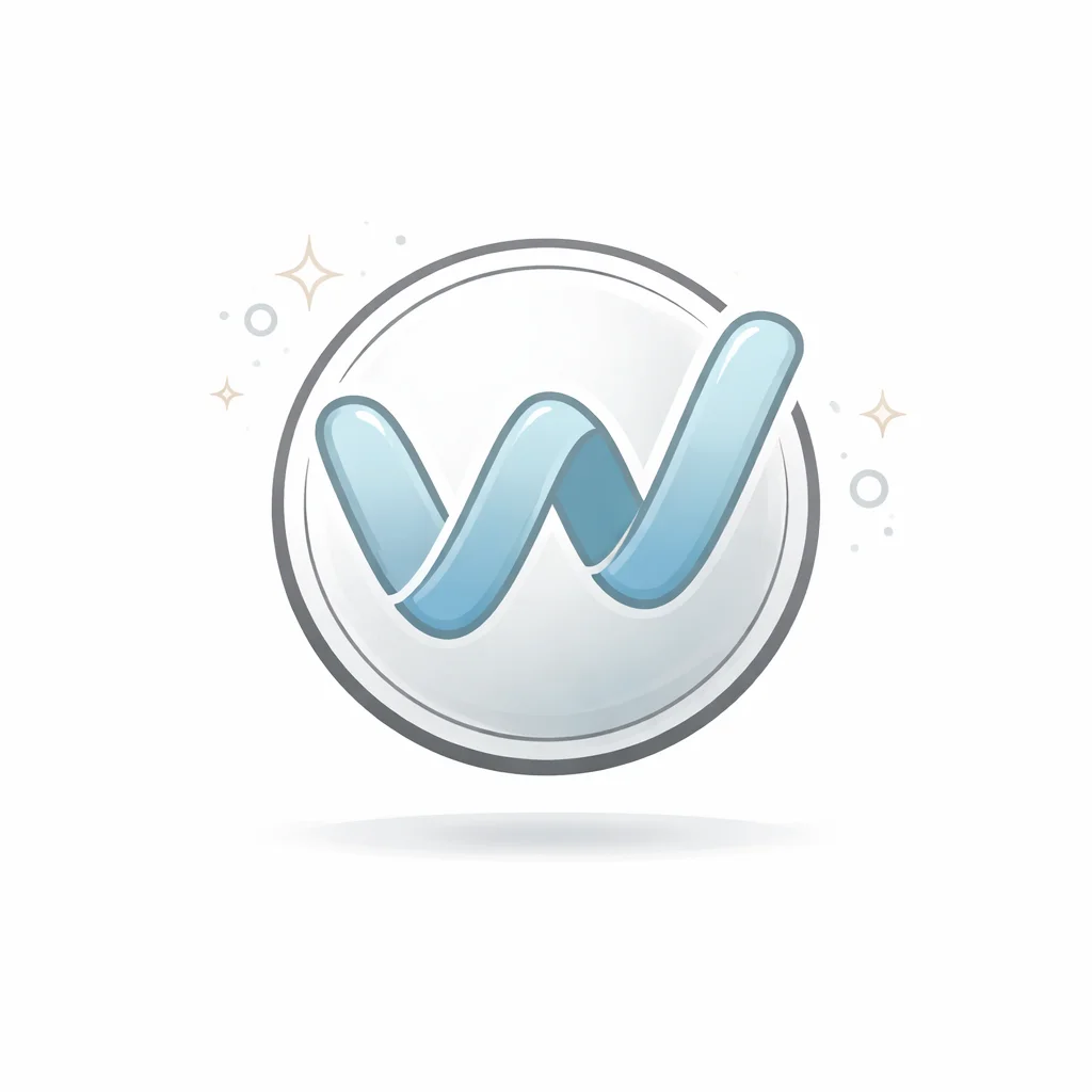 Icon of a circular emblem with abstract W shape, symbolizing WordPress-focused SEO consulting.