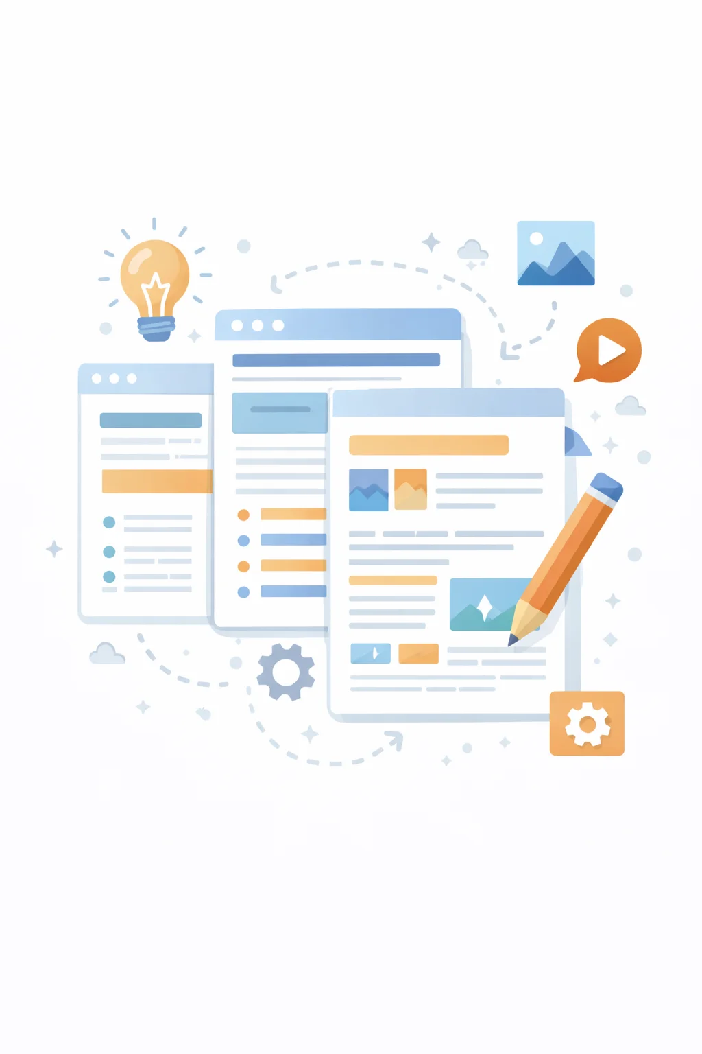 Content writing service illustration representing high-quality digital content creation